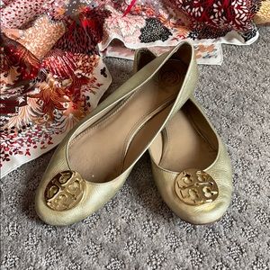 Tory Burch Gold Reva Flats